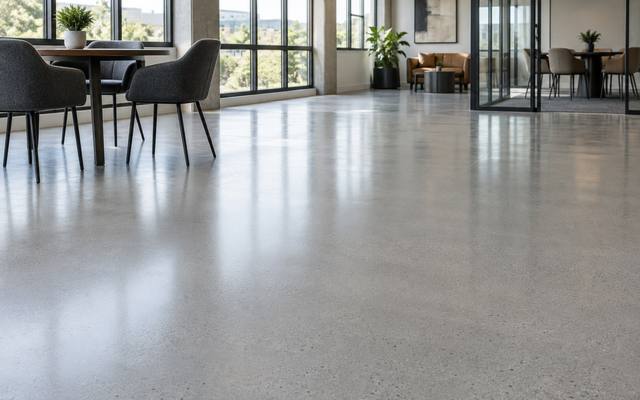 Seamless floor in an open office in Lethbridge, Alberta